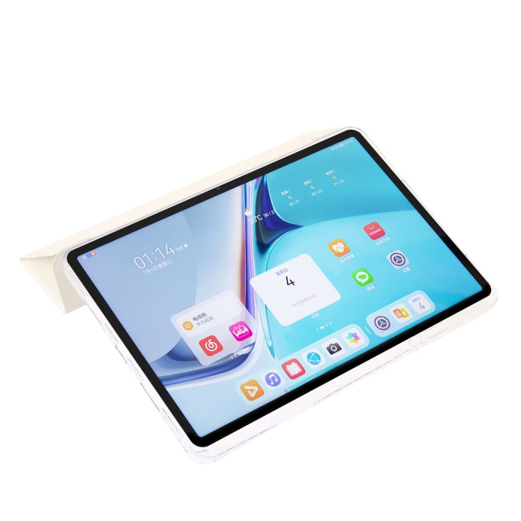 For Huawei Matepad SE 11 2024 Clear Acrylic 3-Fold Leather Tablet Case(White) - Huawei by PMC Jewellery | Online Shopping South Africa | PMC Jewellery | Buy Now Pay Later Mobicred