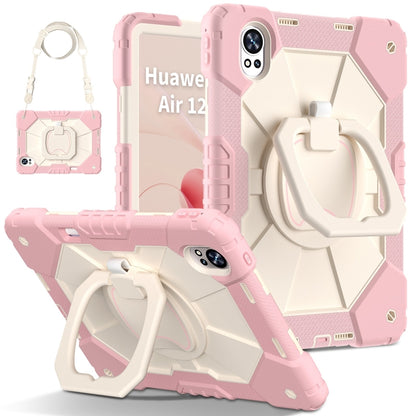 For Huawei MatePad Air 12 2024 Contrast Color Robot Silicone Hybrid PC Tablet Case(Rose Gold Beige) - Huawei by PMC Jewellery | Online Shopping South Africa | PMC Jewellery | Buy Now Pay Later Mobicred