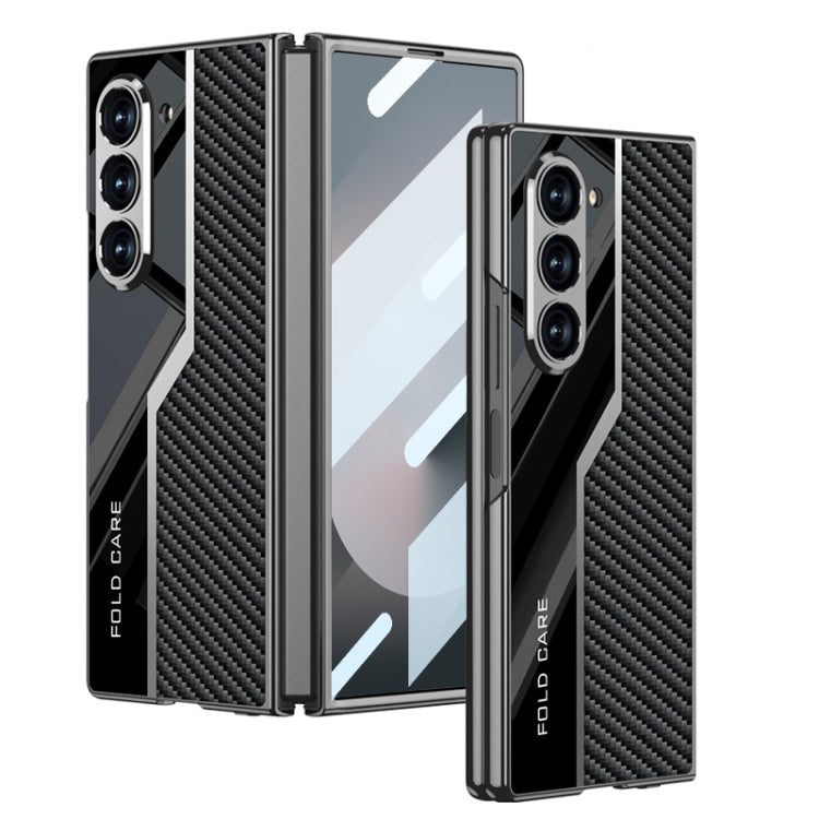 For Samsung Galaxy Z Fold6 GKK Integrated Plating TPU + Leather Supercar Full Coverage Phone Case(Carbon Fiber) - Galaxy Z Fold6 5G Cases by GKK | Online Shopping South Africa | PMC Jewellery | Buy Now Pay Later Mobicred