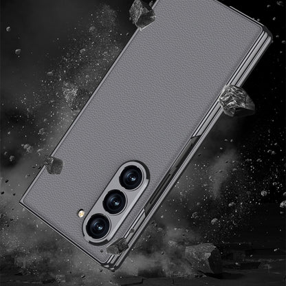 For Samsung Galaxy Z Fold6 GKK Integrated Plating Leather Full Coverage Phone Case(Titanium Grey) - Galaxy Z Fold6 5G Cases by GKK | Online Shopping South Africa | PMC Jewellery | Buy Now Pay Later Mobicred