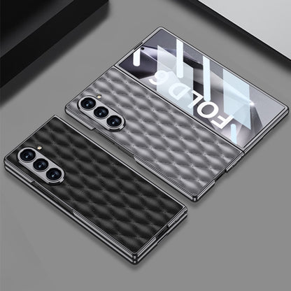 For Samsung Galaxy Z Fold6 GKK Integrated Plating Leather Rhombus Texture Full Coverage Phone Case(Black) - Galaxy Z Fold6 5G Cases by GKK | Online Shopping South Africa | PMC Jewellery | Buy Now Pay Later Mobicred