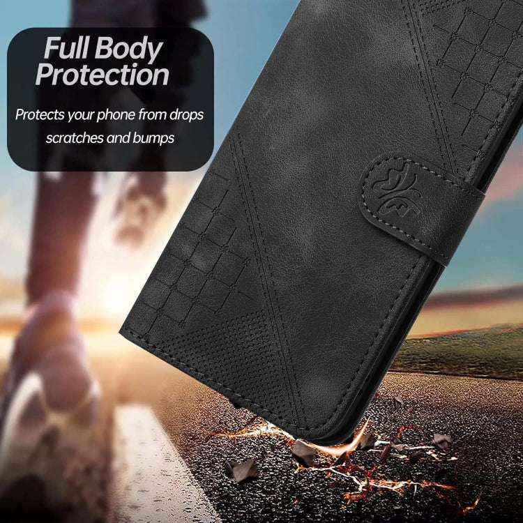 For Huawei Pura 70 YX0080 Grid Butterfly Embossed Pattern Flip Leather Phone Case with Lanyard(Black) - Huawei Cases by PMC Jewellery | Online Shopping South Africa | PMC Jewellery | Buy Now Pay Later Mobicred