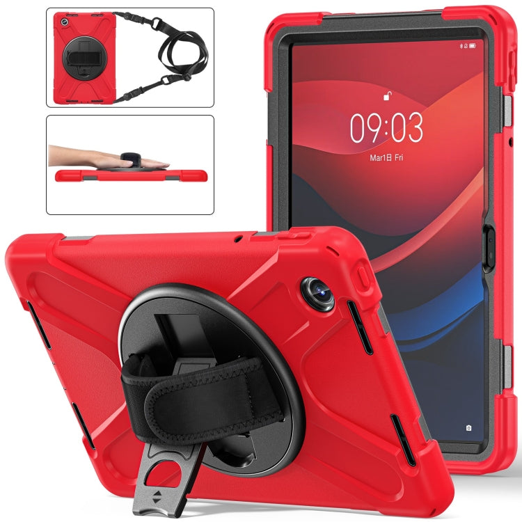 For Lenovo Tab M11 /Xiaomi Pad 11 2024 Rotatable Holder Silicone Hybrid PC Tablet Case with Shoulder Strap(Red) - Lenovo by PMC Jewellery | Online Shopping South Africa | PMC Jewellery | Buy Now Pay Later Mobicred