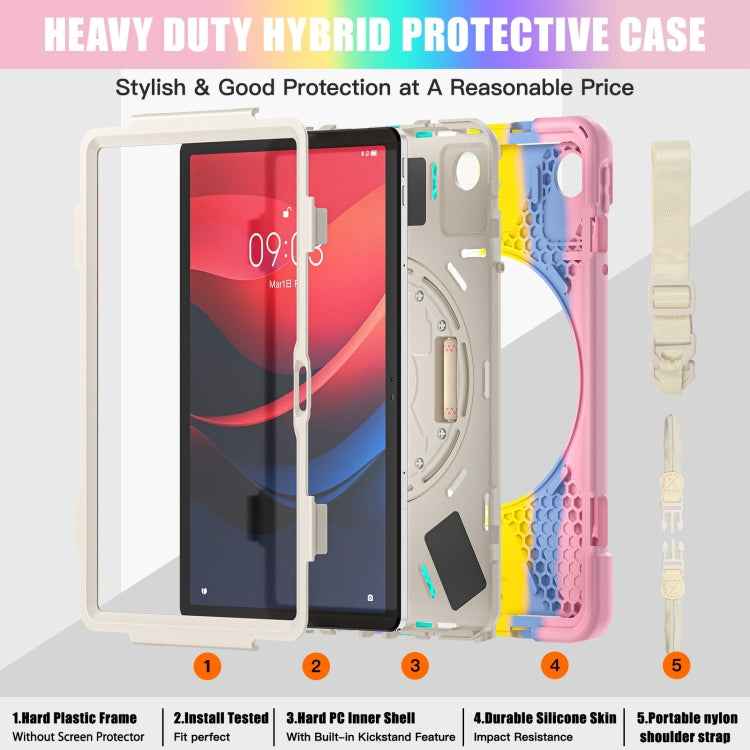 For Lenovo Tab M11 /Xiaomi Pad 11 2024 Rotatable Holder Silicone Hybrid PC Tablet Case with Shoulder Strap(Colorful Pink) - Lenovo by PMC Jewellery | Online Shopping South Africa | PMC Jewellery | Buy Now Pay Later Mobicred