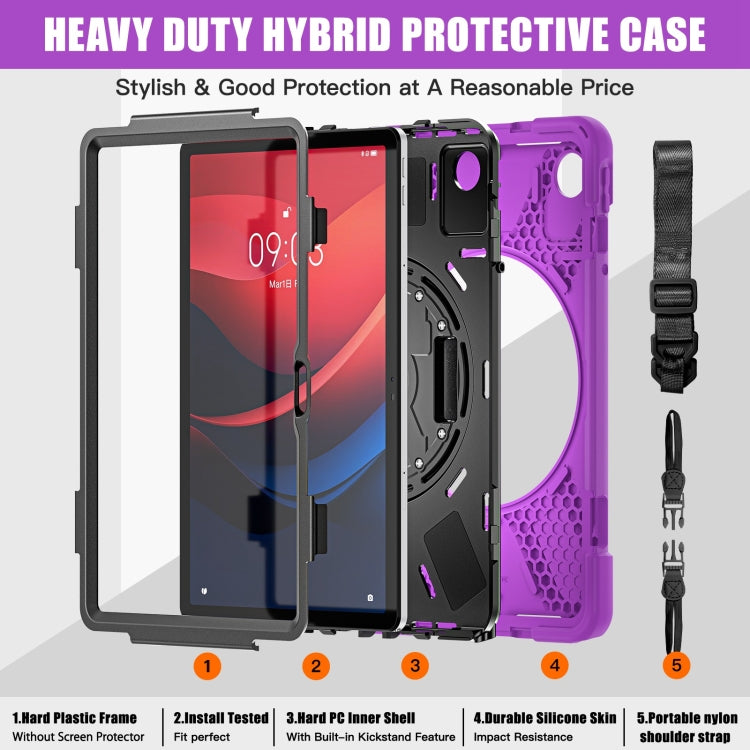 For Lenovo Tab M11 /Xiaomi Pad 11 2024 Rotatable Holder Silicone Hybrid PC Tablet Case with Shoulder Strap(Purple) - Lenovo by PMC Jewellery | Online Shopping South Africa | PMC Jewellery | Buy Now Pay Later Mobicred