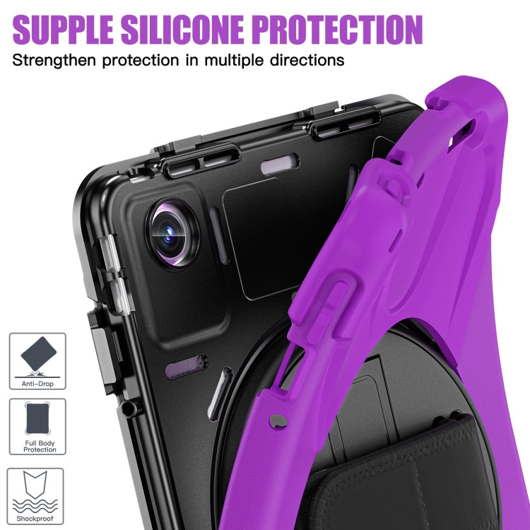 For Lenovo Tab M11 /Xiaomi Pad 11 2024 Rotatable Holder Silicone Hybrid PC Tablet Case with Shoulder Strap(Purple) - Lenovo by PMC Jewellery | Online Shopping South Africa | PMC Jewellery | Buy Now Pay Later Mobicred