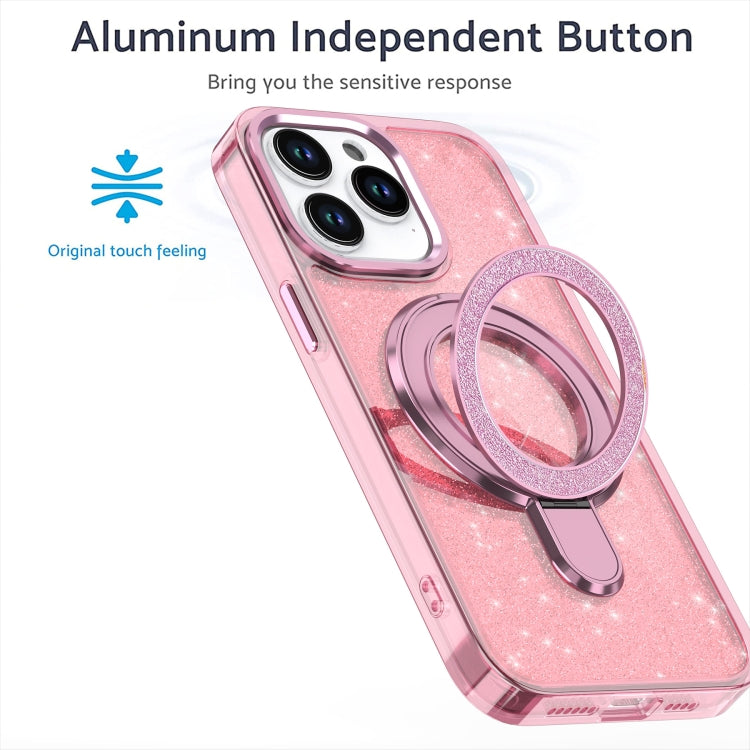 For iPhone 16 Plus Glitter Ring Holder MagSafe Phone Case(Pink) - iPhone 16 Plus Cases by PMC Jewellery | Online Shopping South Africa | PMC Jewellery | Buy Now Pay Later Mobicred