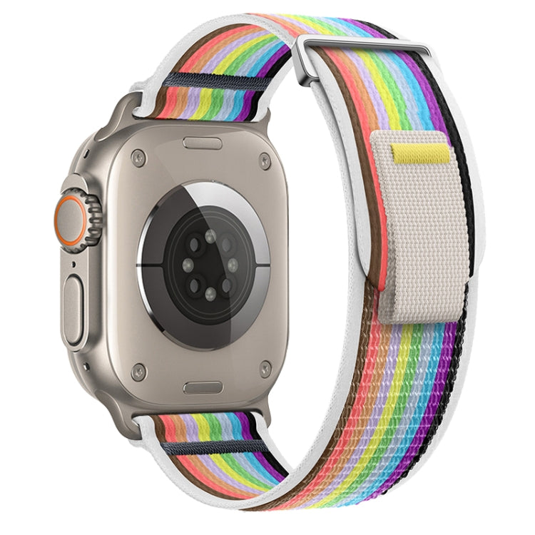 For Apple Watch Ultra 2 49mm Dual-Section Loop Nylon Watch Band(White Rainbow) - Watch Bands by PMC Jewellery | Online Shopping South Africa | PMC Jewellery | Buy Now Pay Later Mobicred