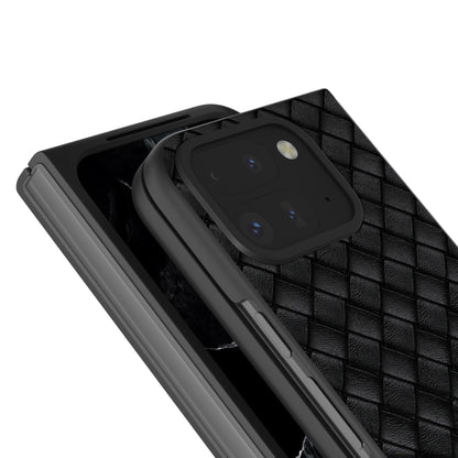 For Google Pixel 9 Pro Fold Black Frame Woven Texture PU Phone Case(Black) - Google Cases by PMC Jewellery | Online Shopping South Africa | PMC Jewellery | Buy Now Pay Later Mobicred