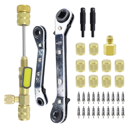 36pcs / Set T6 Air Conditioning Valve Core Remover Installer Tool with Dual Size SAE 1/4 and 5/16 Ports(Gold) - Hand Tool Sets by PMC Jewellery | Online Shopping South Africa | PMC Jewellery | Buy Now Pay Later Mobicred