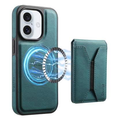 For iPhone 16 Denior D17 Skin Feel MagSafe Detachable Card Slot Phone Case(Blue) - iPhone 16 Cases by Denior | Online Shopping South Africa | PMC Jewellery | Buy Now Pay Later Mobicred