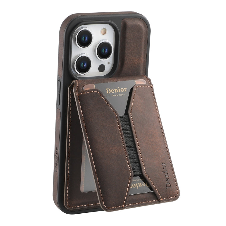 For iPhone 16 Plus Denior D17 Skin Feel MagSafe Detachable Card Slot Phone Case(Brown) - iPhone 16 Plus Cases by Denior | Online Shopping South Africa | PMC Jewellery | Buy Now Pay Later Mobicred