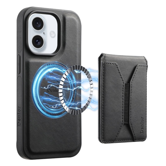 For iPhone 16 Plus Denior D17 Skin Feel MagSafe Detachable Card Slot Phone Case(Black) - iPhone 16 Plus Cases by Denior | Online Shopping South Africa | PMC Jewellery | Buy Now Pay Later Mobicred