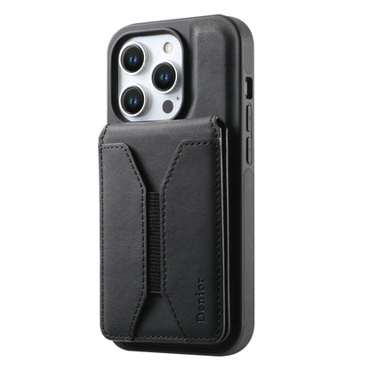 For iPhone 16 Plus Denior D17 Skin Feel MagSafe Detachable Card Slot Phone Case(Black) - iPhone 16 Plus Cases by Denior | Online Shopping South Africa | PMC Jewellery | Buy Now Pay Later Mobicred