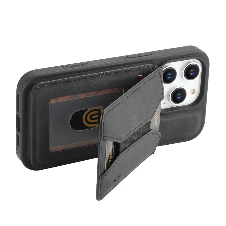 For iPhone 16 Plus Denior D17 Skin Feel MagSafe Detachable Card Slot Phone Case(Black) - iPhone 16 Plus Cases by Denior | Online Shopping South Africa | PMC Jewellery | Buy Now Pay Later Mobicred