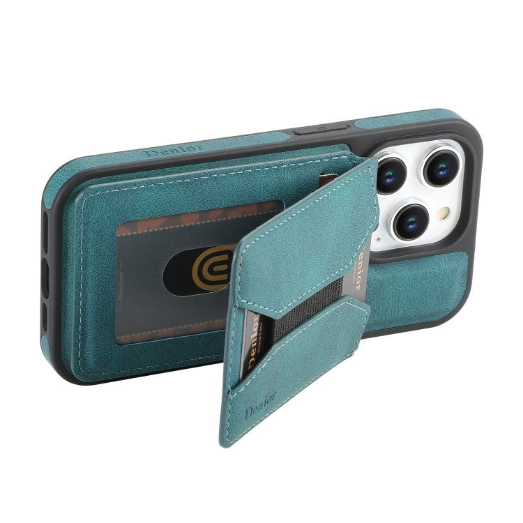 For iPhone 16 Pro Denior D17 Skin Feel MagSafe Detachable Card Slot Phone Case(Blue) - iPhone 16 Pro Cases by Denior | Online Shopping South Africa | PMC Jewellery | Buy Now Pay Later Mobicred