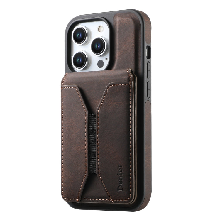 For iPhone 16 Pro Denior D17 Skin Feel MagSafe Detachable Card Slot Phone Case(Brown) - iPhone 16 Pro Cases by Denior | Online Shopping South Africa | PMC Jewellery | Buy Now Pay Later Mobicred