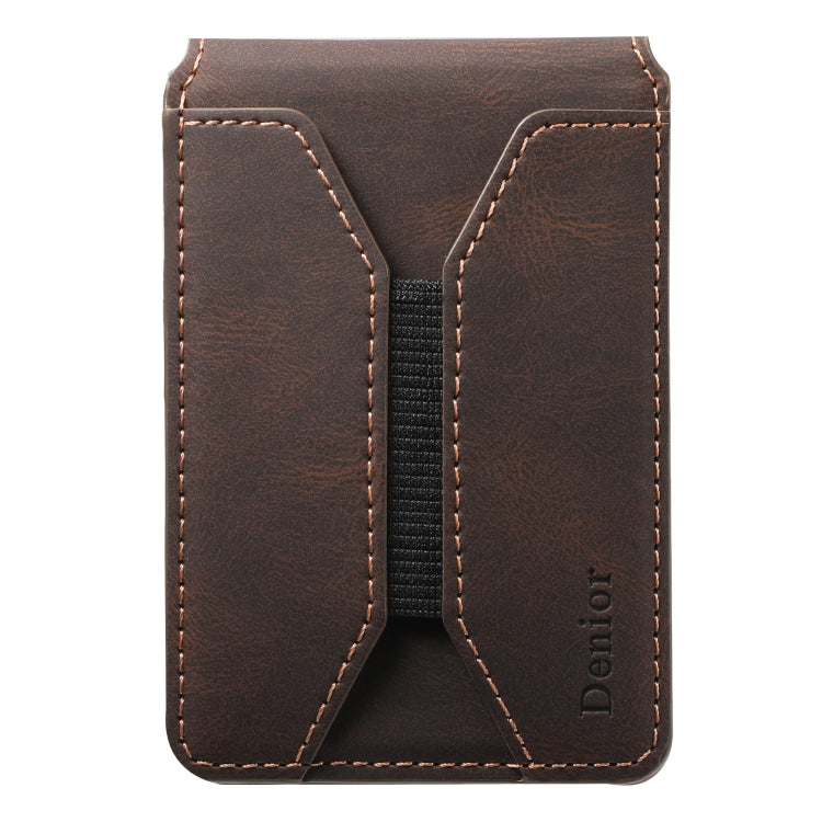 Denior V11 VV MagSafe Magnetic Phone PU Card Sleeve(Brown) - Others Accessories by Denior | Online Shopping South Africa | PMC Jewellery | Buy Now Pay Later Mobicred