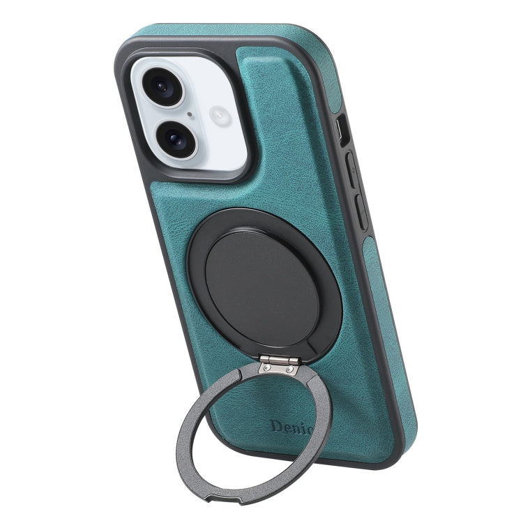 For iPhone 16 Plus Denior A14 Skin Feel Rotating Holder MagSafe Phone Case(Blue) - iPhone 16 Plus Cases by Denior | Online Shopping South Africa | PMC Jewellery | Buy Now Pay Later Mobicred