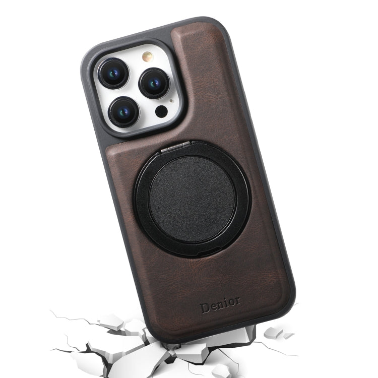 For iPhone 16 Pro Max Denior A14 Skin Feel Rotating Holder MagSafe Phone Case(Brown) - iPhone 16 Pro Max Cases by Denior | Online Shopping South Africa | PMC Jewellery | Buy Now Pay Later Mobicred