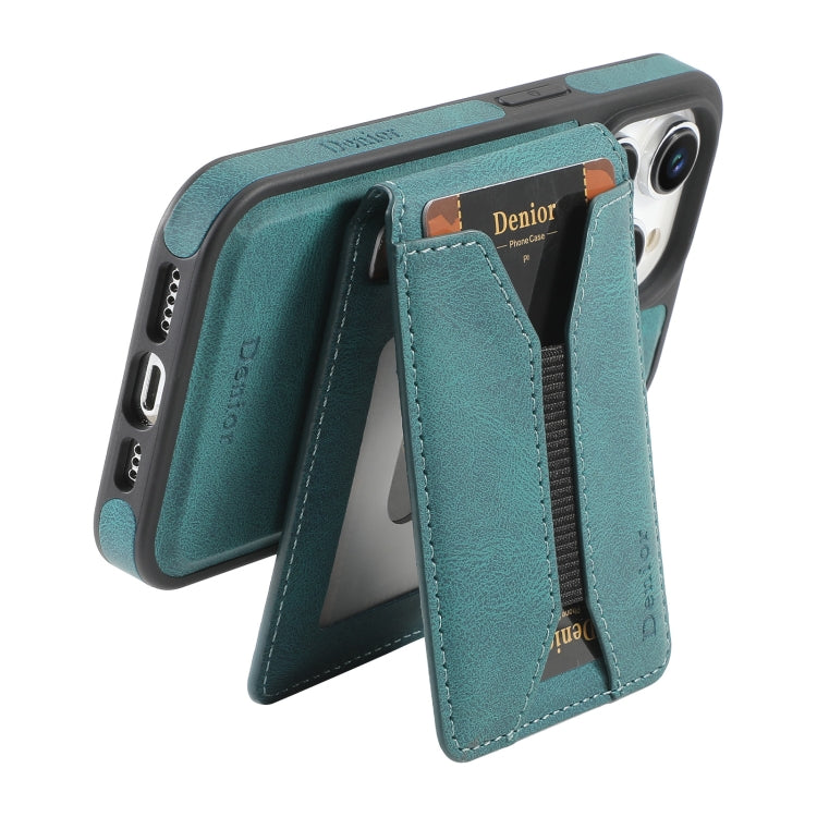 For iPhone 15 Pro Max Denior D18 Skin Feel Rotating Holder MagSafe Detachable Card Slot Phone Case(Blue) - iPhone 15 Pro Max Cases by Denior | Online Shopping South Africa | PMC Jewellery | Buy Now Pay Later Mobicred