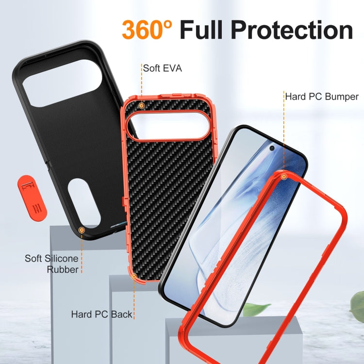 For Google Pixel 9 Pro Rugged PC + Silicone Phone Case with Holder(Black+Orange) - Google Cases by PMC Jewellery | Online Shopping South Africa | PMC Jewellery | Buy Now Pay Later Mobicred