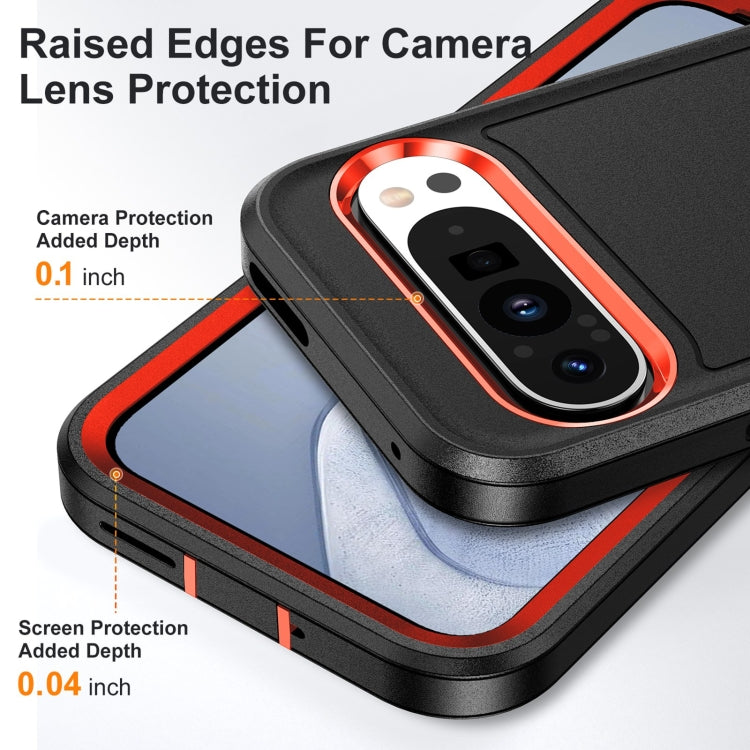 For Google Pixel 9 Pro Rugged PC + Silicone Phone Case with Holder(Black+Orange) - Google Cases by PMC Jewellery | Online Shopping South Africa | PMC Jewellery | Buy Now Pay Later Mobicred