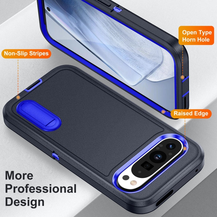 For Google Pixel 9 Pro Rugged PC + Silicone Phone Case with Holder(Dark Blue+Royal Blue) - Google Cases by PMC Jewellery | Online Shopping South Africa | PMC Jewellery | Buy Now Pay Later Mobicred