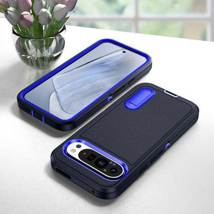 For Google Pixel 9 Pro Rugged PC + Silicone Phone Case with Holder(Dark Blue+Royal Blue) - Google Cases by PMC Jewellery | Online Shopping South Africa | PMC Jewellery | Buy Now Pay Later Mobicred