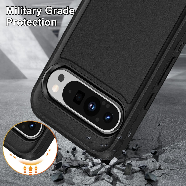 For Google Pixel 9 Rugged PC + Silicone Phone Case with Holder(Black) - Google Cases by PMC Jewellery | Online Shopping South Africa | PMC Jewellery | Buy Now Pay Later Mobicred