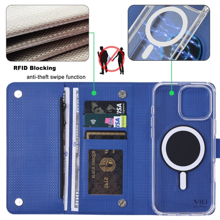 For Samsung Galaxy S24 Ultra 5G ViLi GHB-C Series RFID MagSafe Magnetic Flip Leather Phone Case(Blue) - Galaxy S24 Ultra 5G Cases by ViLi | Online Shopping South Africa | PMC Jewellery | Buy Now Pay Later Mobicred