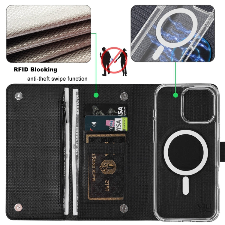 For Samsung Galaxy S24+ 5G ViLi GHB-C Series RFID MagSafe Magnetic Flip Leather Phone Case(Black) - Galaxy S24+ 5G Cases by ViLi | Online Shopping South Africa | PMC Jewellery | Buy Now Pay Later Mobicred