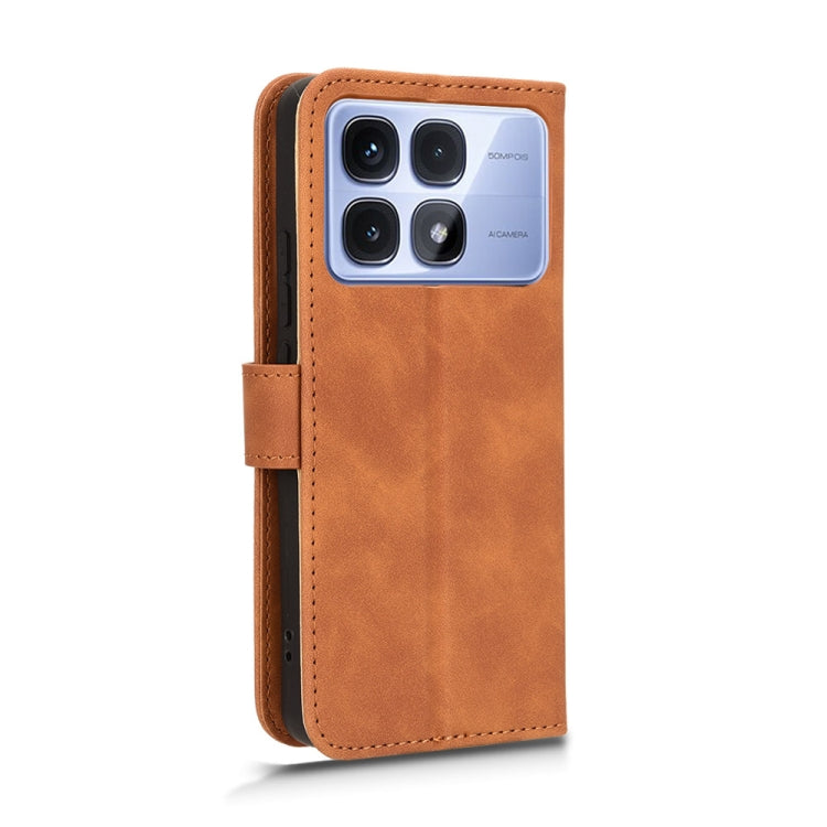 For Redmi K70 Ultra Skin Feel Magnetic Flip Leather Phone Case(Brown) - Xiaomi Cases by PMC Jewellery | Online Shopping South Africa | PMC Jewellery | Buy Now Pay Later Mobicred