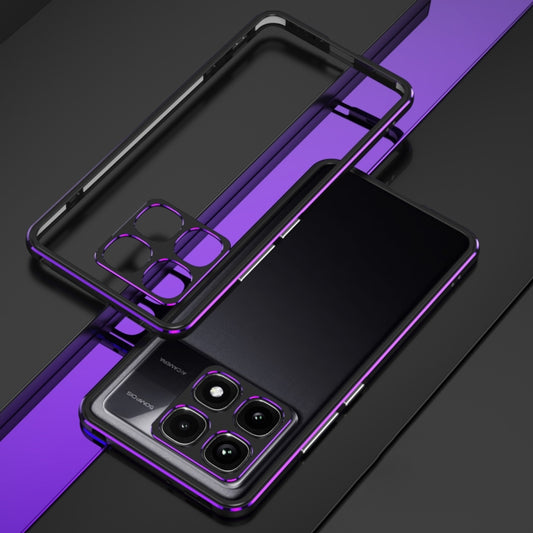 For Xiaomi Redmi K70 Ultra Aurora Series Lens Protector + Metal Frame Phone Case(Black Purple) - Xiaomi Cases by PMC Jewellery | Online Shopping South Africa | PMC Jewellery | Buy Now Pay Later Mobicred