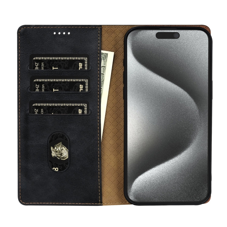 For iPhone 16 Pro N.BEKUS CSJ-P1 Solid Color Leather Phone Case(Black) - iPhone 16 Pro Cases by N.BEKUS | Online Shopping South Africa | PMC Jewellery | Buy Now Pay Later Mobicred