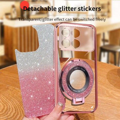 For Redmi K70 / K70 Pro Plated Gradient Glitter Round Holder TPU Phone Case(Silver) - K70 Pro Cases by PMC Jewellery | Online Shopping South Africa | PMC Jewellery | Buy Now Pay Later Mobicred