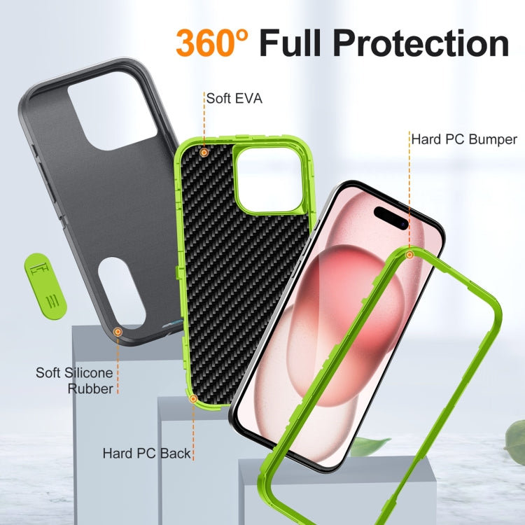 For iPhone 16 Pro Rugged PC + Silicone Phone Case with Holder(Grey+Fresh Green) - iPhone 16 Pro Cases by PMC Jewellery | Online Shopping South Africa | PMC Jewellery | Buy Now Pay Later Mobicred