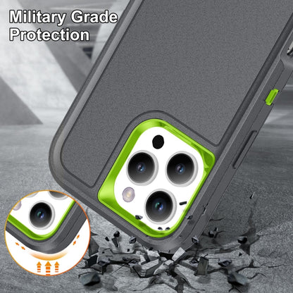 For iPhone 16 Pro Rugged PC + Silicone Phone Case with Holder(Grey+Fresh Green) - iPhone 16 Pro Cases by PMC Jewellery | Online Shopping South Africa | PMC Jewellery | Buy Now Pay Later Mobicred