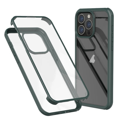 For iPhone 16 Pro Double-sided Plastic Glass Phone Protective Case(Dark Green) - iPhone 16 Pro Cases by PMC Jewellery | Online Shopping South Africa | PMC Jewellery | Buy Now Pay Later Mobicred