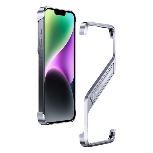 For iPhone 14 S-shaped Stand Frameless Metal Phone Case(Silver) - iPhone 14 Cases by PMC Jewellery | Online Shopping South Africa | PMC Jewellery | Buy Now Pay Later Mobicred