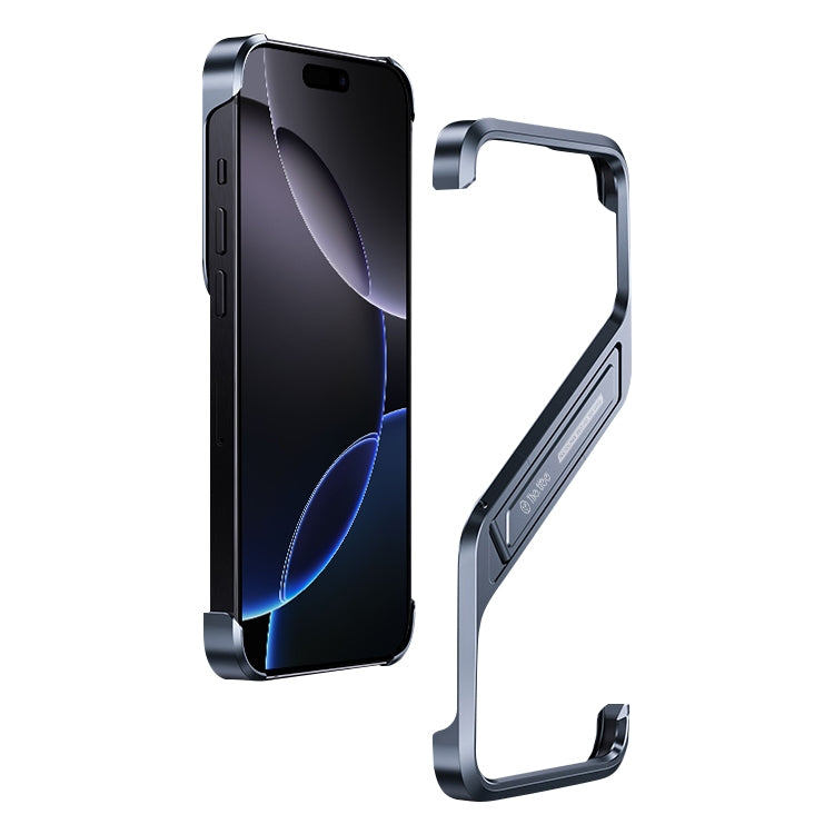 For iPhone 16 Pro Max S-shaped Stand Frameless Metal Phone Case(Grey) - iPhone 16 Pro Max Cases by PMC Jewellery | Online Shopping South Africa | PMC Jewellery | Buy Now Pay Later Mobicred