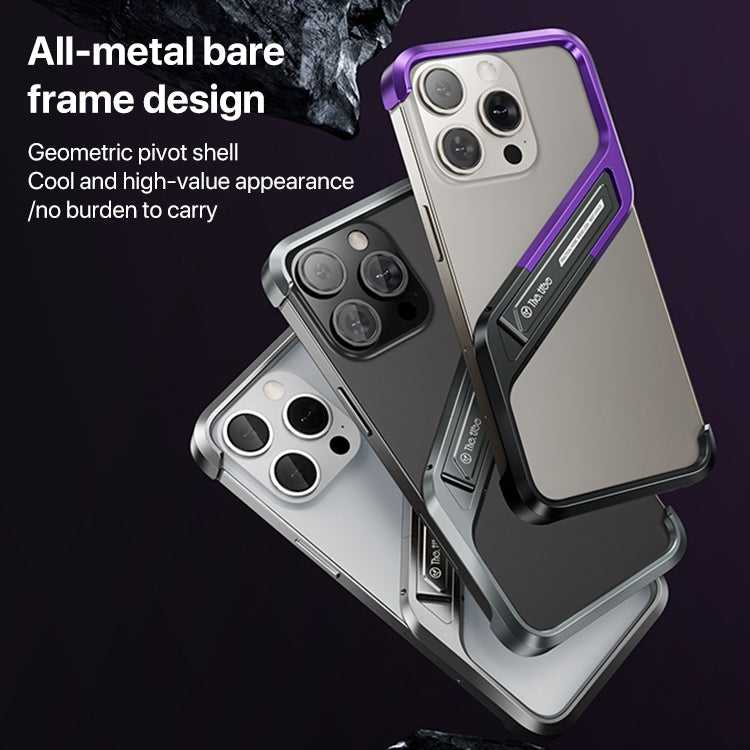 For iPhone 15 Pro S-shaped Stand Frameless Metal Phone Case(Silver) - iPhone 15 Pro Cases by PMC Jewellery | Online Shopping South Africa | PMC Jewellery | Buy Now Pay Later Mobicred