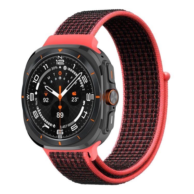 For Samsung Galaxy Watch Ultra 47mm Plastic Connector Nylon Loop Watch Band(Red Black) - Watch Bands by PMC Jewellery | Online Shopping South Africa | PMC Jewellery | Buy Now Pay Later Mobicred