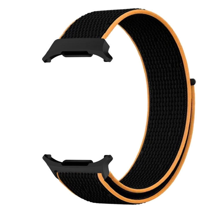 For Samsung Galaxy Watch Ultra 47mm Plastic Connector Nylon Loop Watch Band(Black Orange) - Watch Bands by PMC Jewellery | Online Shopping South Africa | PMC Jewellery | Buy Now Pay Later Mobicred