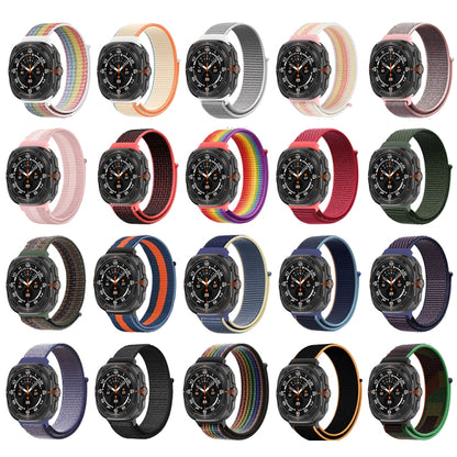 For Samsung Galaxy Watch Ultra 47mm Plastic Connector Nylon Loop Watch Band(Black Rainbow) - Watch Bands by PMC Jewellery | Online Shopping South Africa | PMC Jewellery | Buy Now Pay Later Mobicred