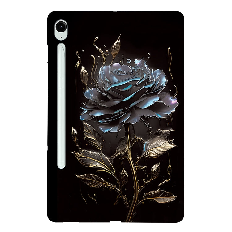 For Samsung Galaxy Tab S9 / S9 FE Color Painting Pattern Smart Tablet TPU Case(Black Rose) - Galaxy Tab S9 Cases by PMC Jewellery | Online Shopping South Africa | PMC Jewellery | Buy Now Pay Later Mobicred