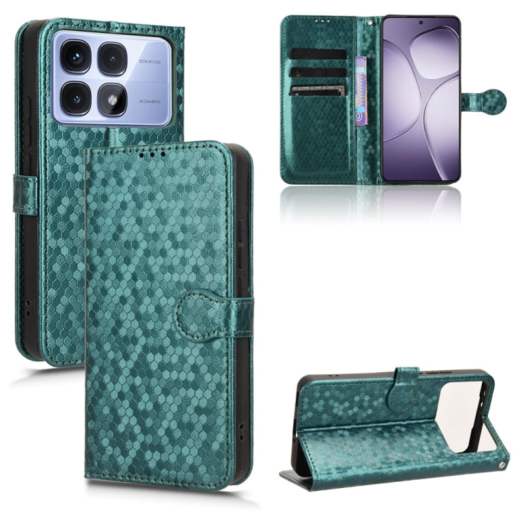 For Redmi K70 Ultra Honeycomb Dot Texture Leather Phone Case(Green) - Xiaomi Cases by PMC Jewellery | Online Shopping South Africa | PMC Jewellery | Buy Now Pay Later Mobicred