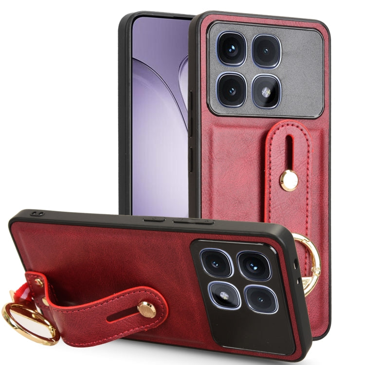 For Redmi K70 Ultra Wristband Leather Back Phone Case(Red) - Xiaomi Cases by PMC Jewellery | Online Shopping South Africa | PMC Jewellery | Buy Now Pay Later Mobicred