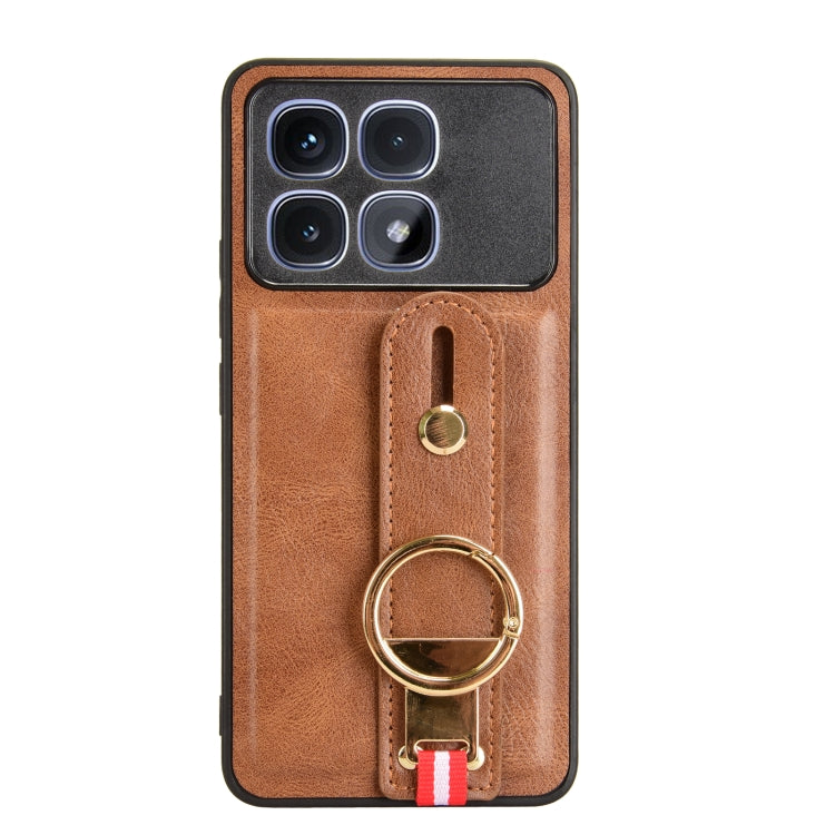 For Redmi K70 Ultra Wristband Leather Back Phone Case(Brown) - Xiaomi Cases by PMC Jewellery | Online Shopping South Africa | PMC Jewellery | Buy Now Pay Later Mobicred