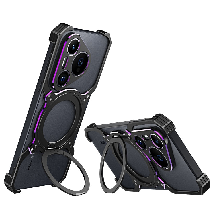 For Huawei Pura 70 Pro / 70 Pro+ Mechanical Arm Borderless MagSafe Holder Metal Phone Case(Black Purple) - Huawei Cases by PMC Jewellery | Online Shopping South Africa | PMC Jewellery | Buy Now Pay Later Mobicred